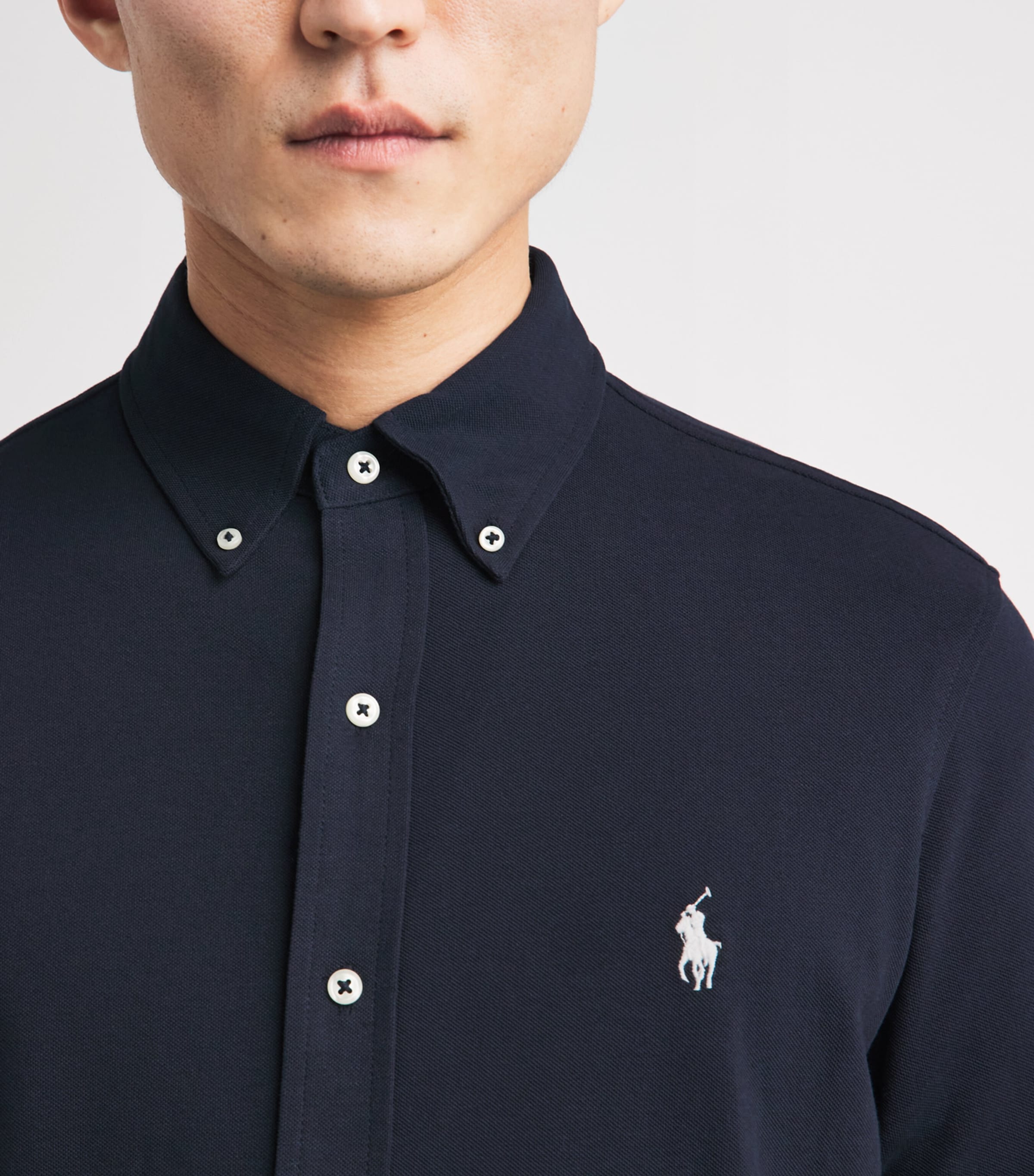 Polo Ralph Lauren Mens Cotton Featherweight Mesh Shirt Aviator Navy Image 3
