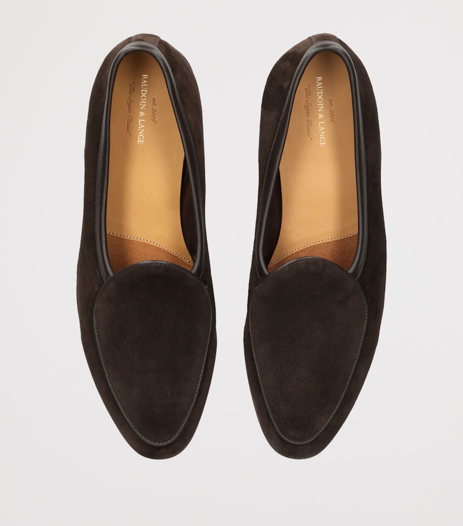 Baudoin & Lange Suede Sagan Classic Loafers Dark Brown Image 4