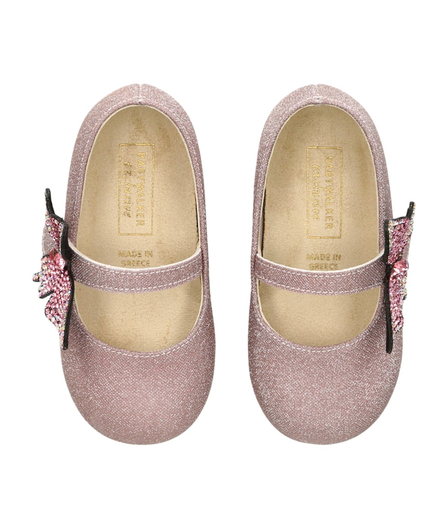 BabyWalker Crystal Butterfly Ballet Flats Pale Pink Image 4