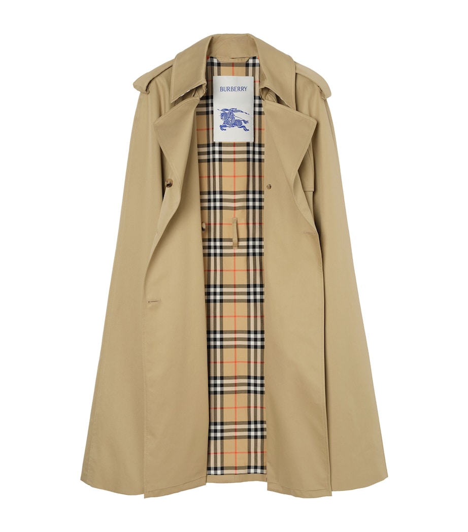 Burberry Womens Gabardine Belmont Cape Trench Coat Beige Image 3