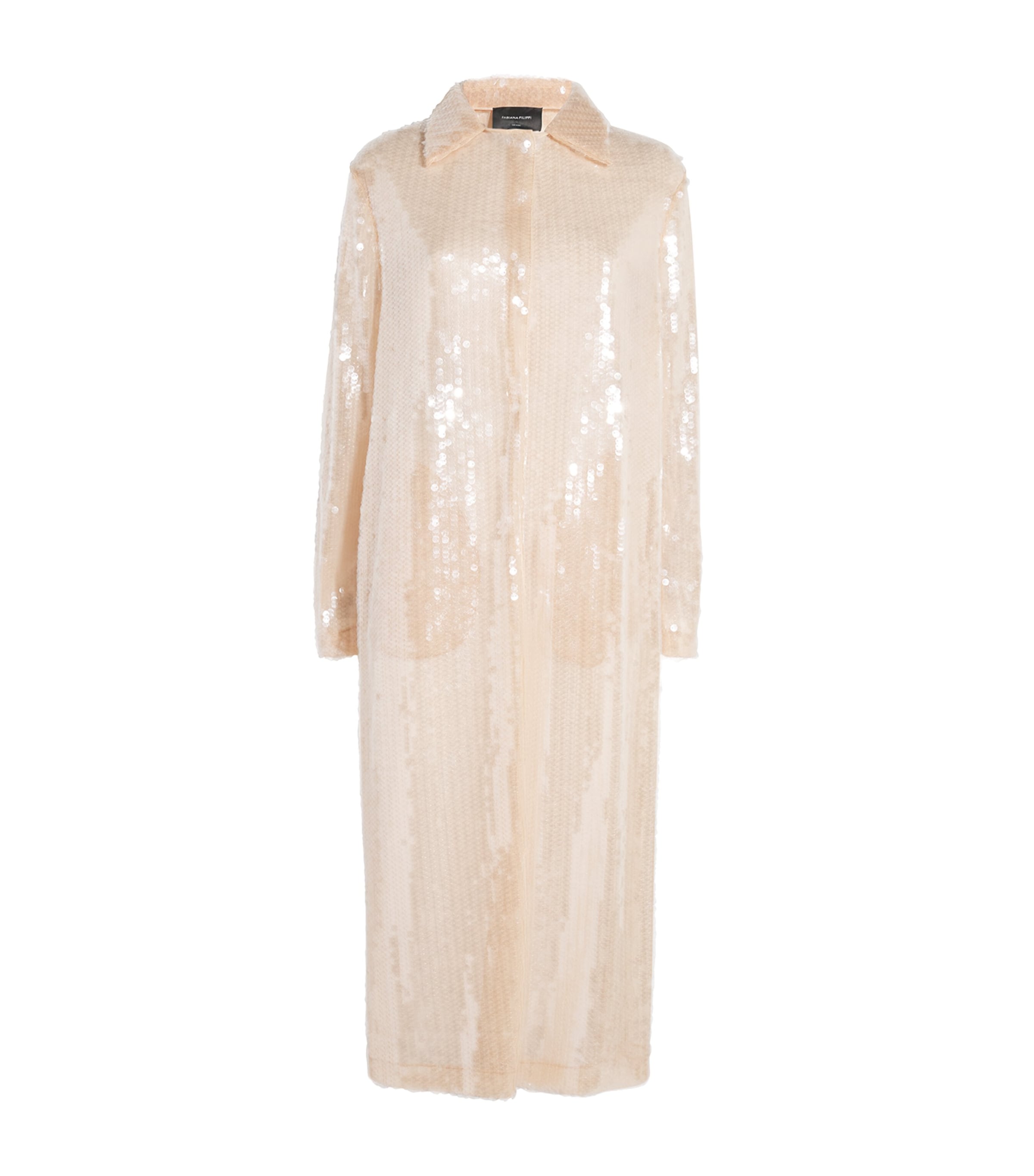 Fabiana Filippi Womens Sequinned Overcoat Nude Image 1
