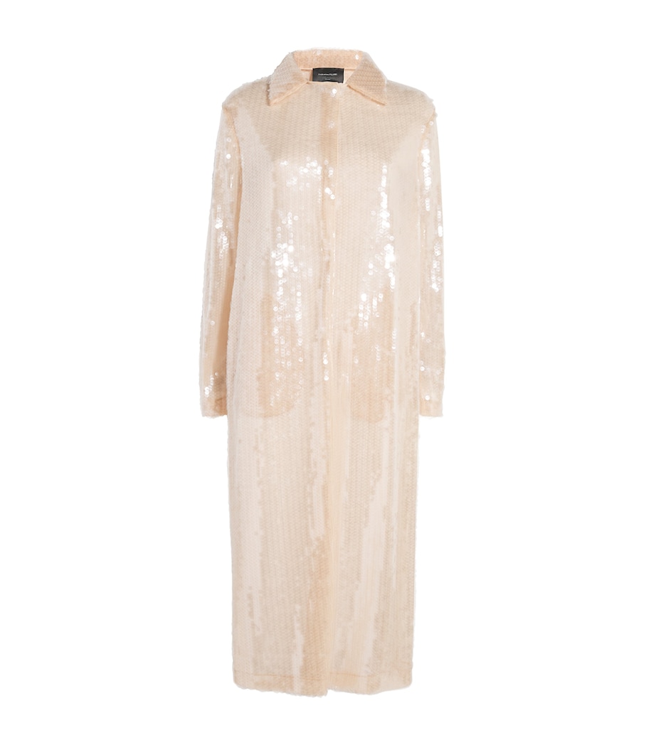 Fabiana Filippi Womens Sequinned Overcoat Nude Image 1
