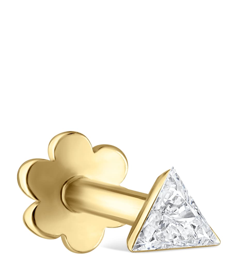 Invisible-Set Diamond Triangle Single Stud Earring 2.5mm YELLOW GOLD Image 1