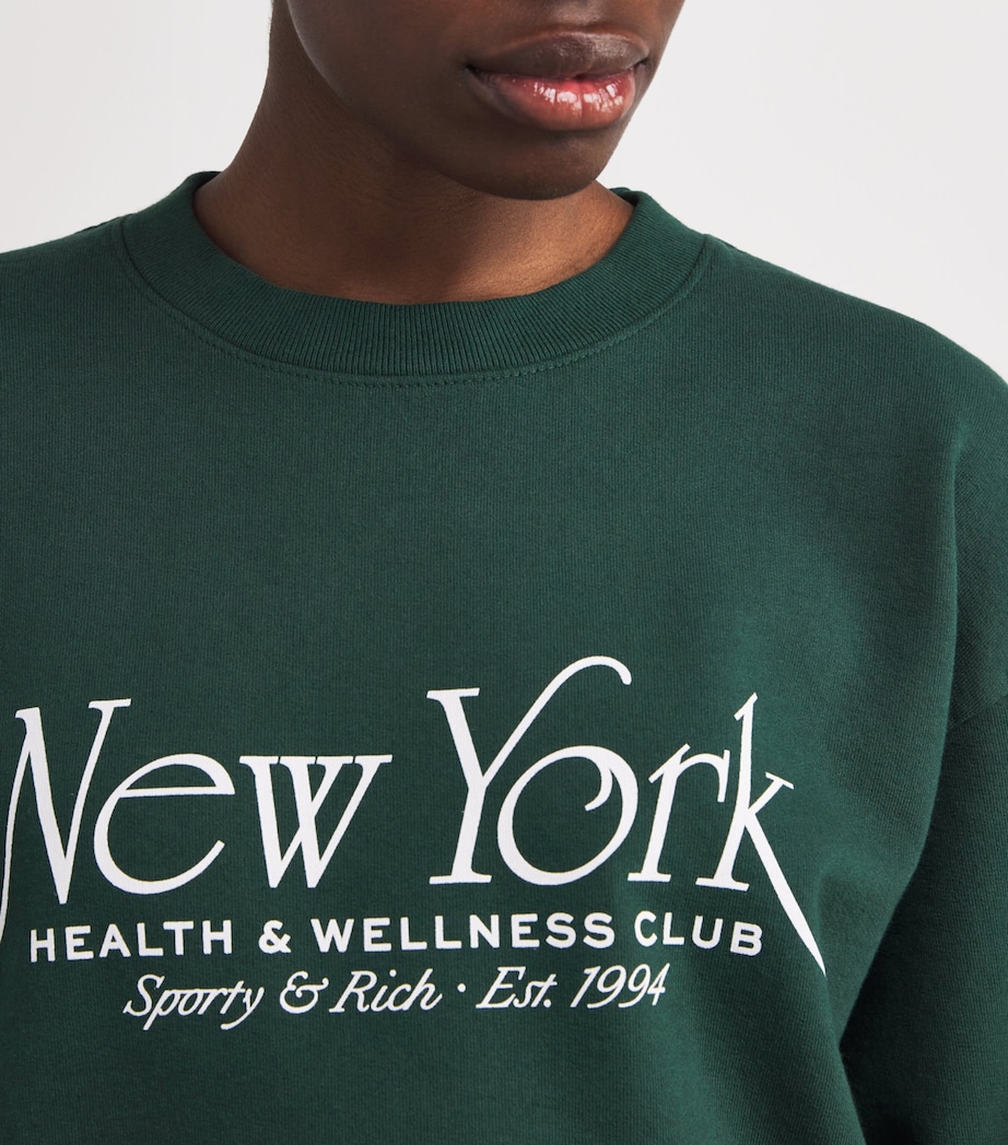 Sporty & Rich Womens Cotton NY 94 Sweatshirt Forest Image 6