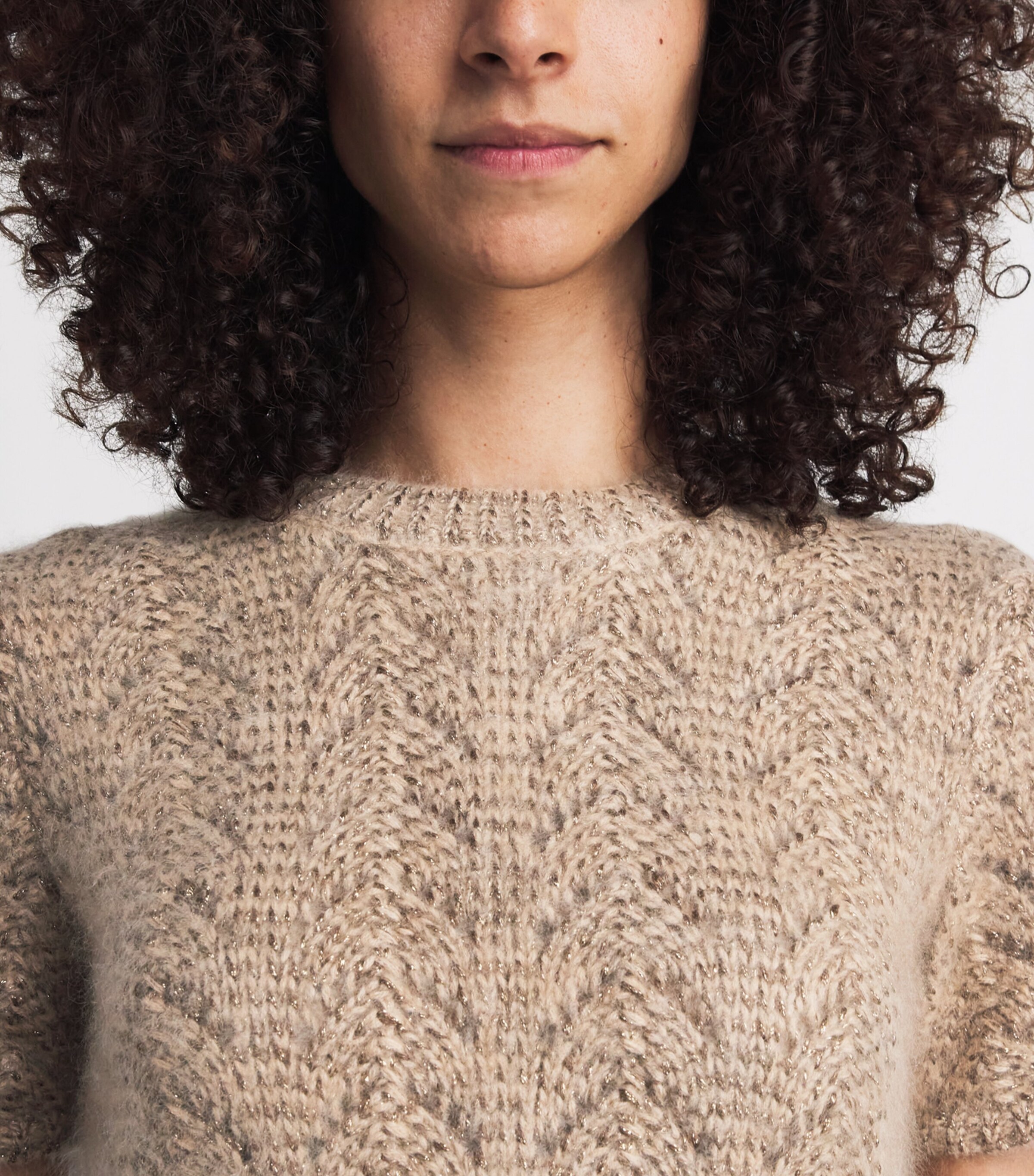 FRAME Womens The Lurex Sweater Oatmeal Image 3