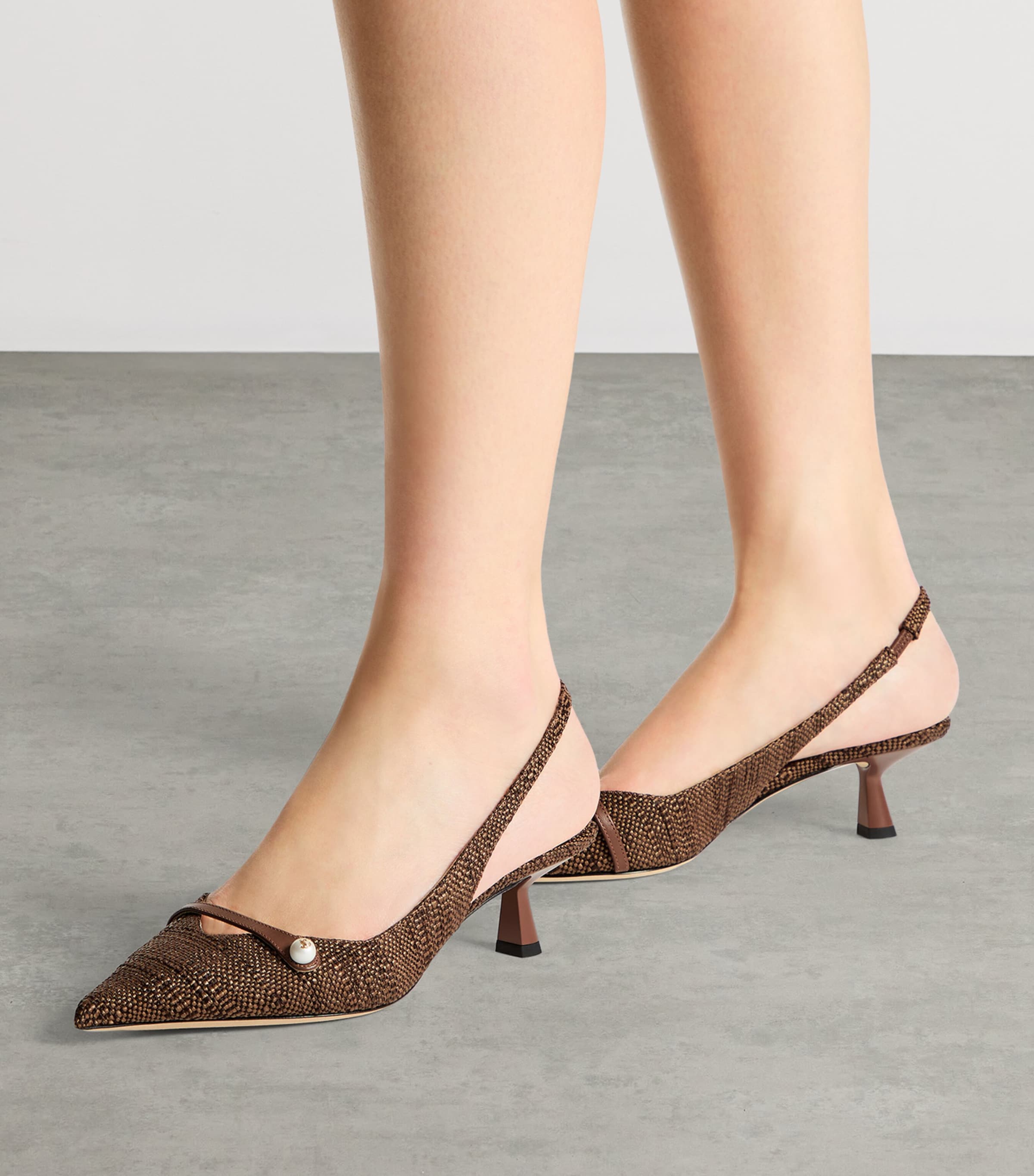 Jimmy Choo Womens Amita 45 Woven Slingback Pumps Tan Image 2
