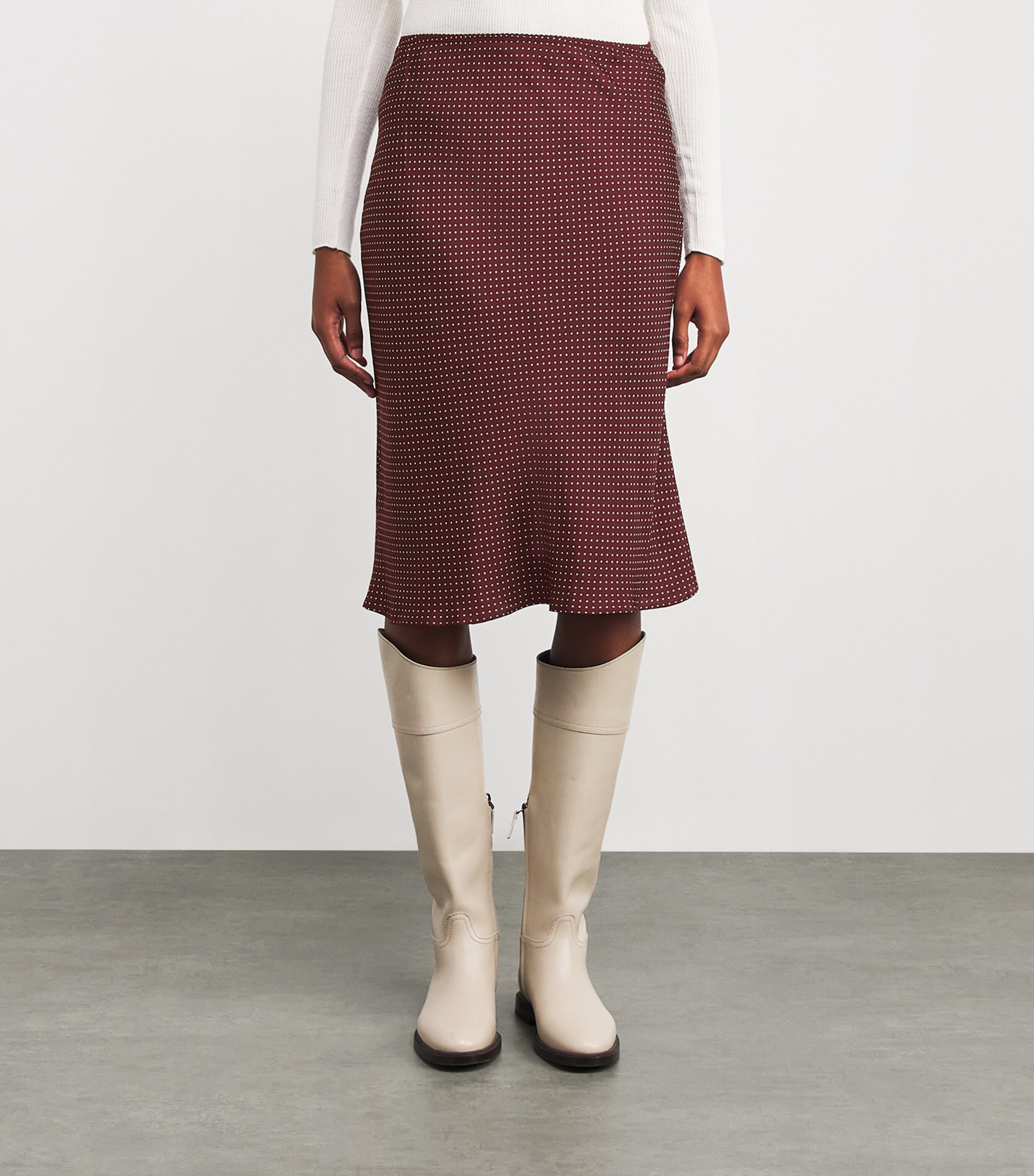 Silk-Blend Satin Elowette Midi Skirt BURGANDY COLETTE DOT Image 3