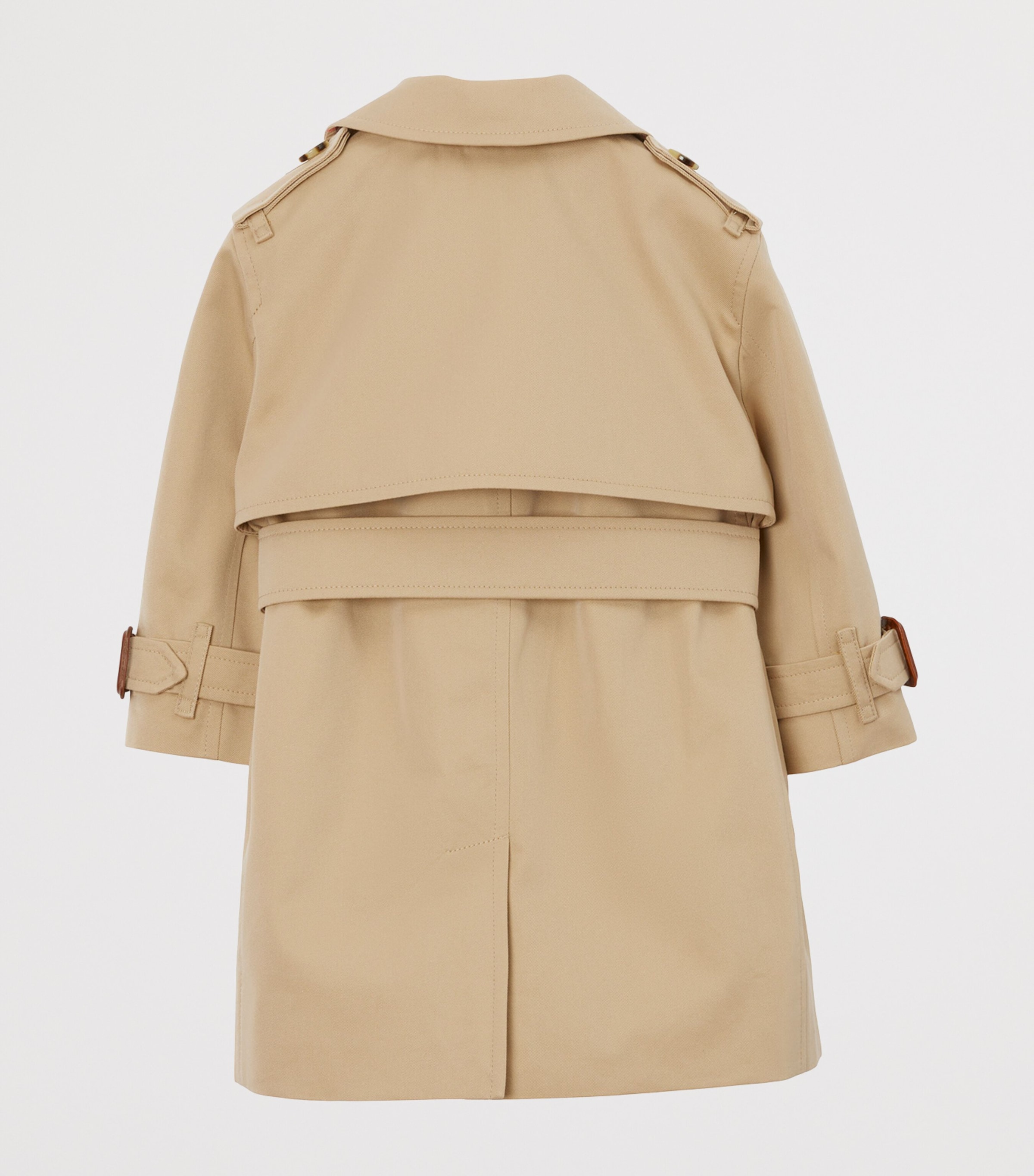 Burberry Kids Gabardine Trench Coat (6-24 Months) Honey Image 2