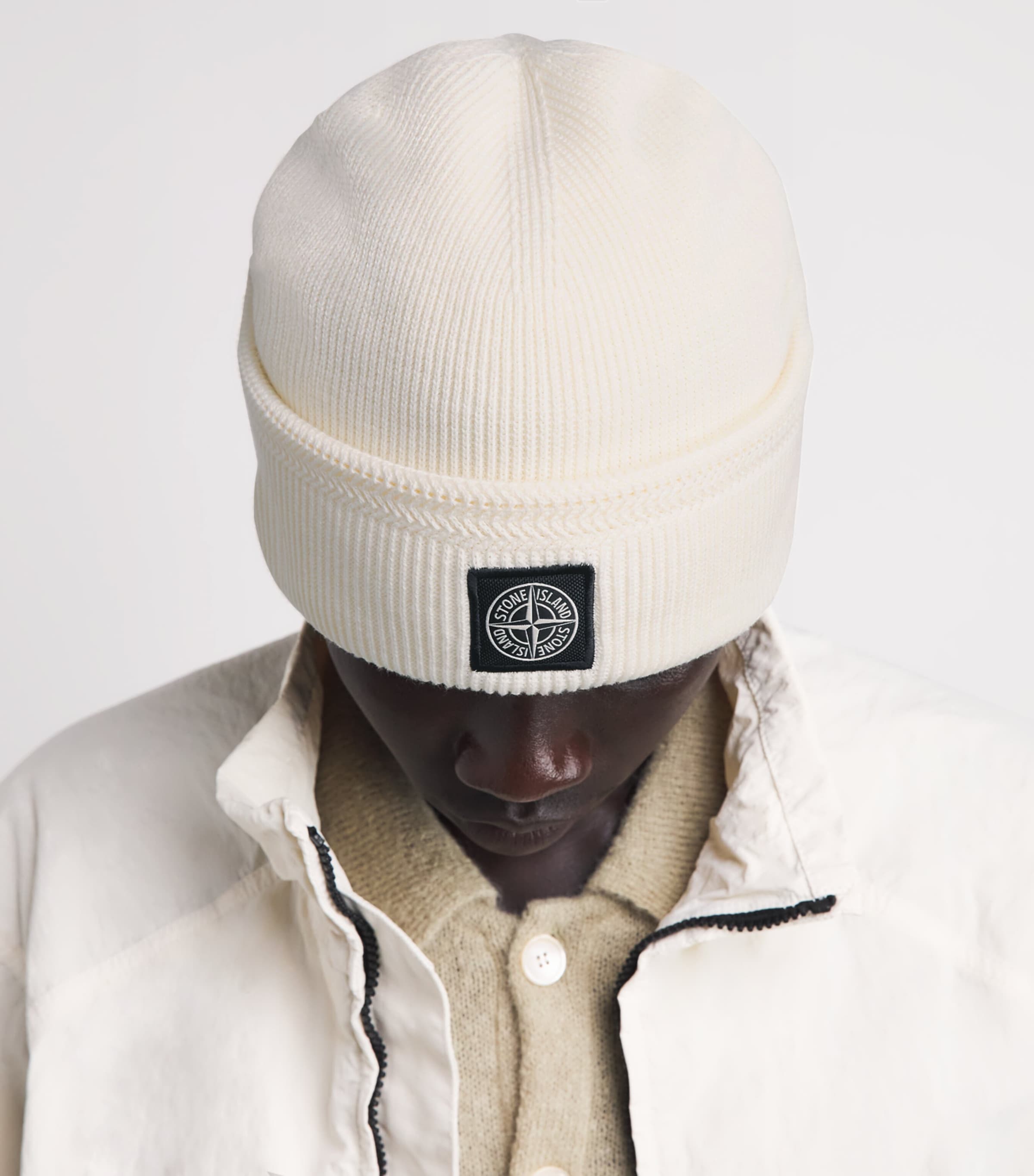 Stone Island Cotton Compass Patch Beanie Image 2