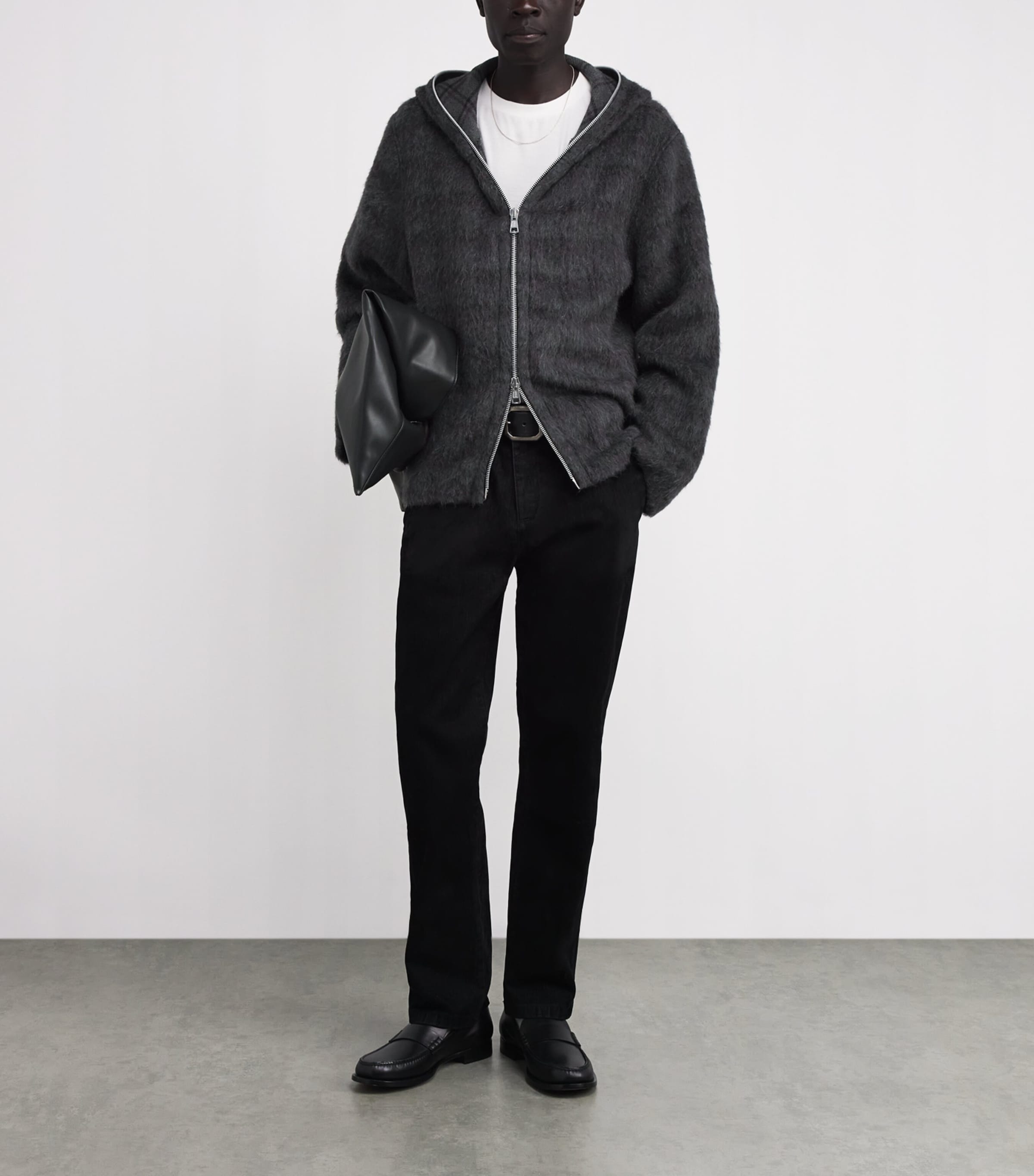 Brushed-Knit Zip Hoodie FUZZED PLUM CHECK  Image 2