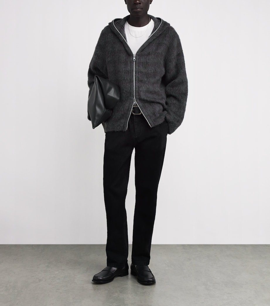 Brushed-Knit Zip Hoodie FUZZED PLUM CHECK Image 2