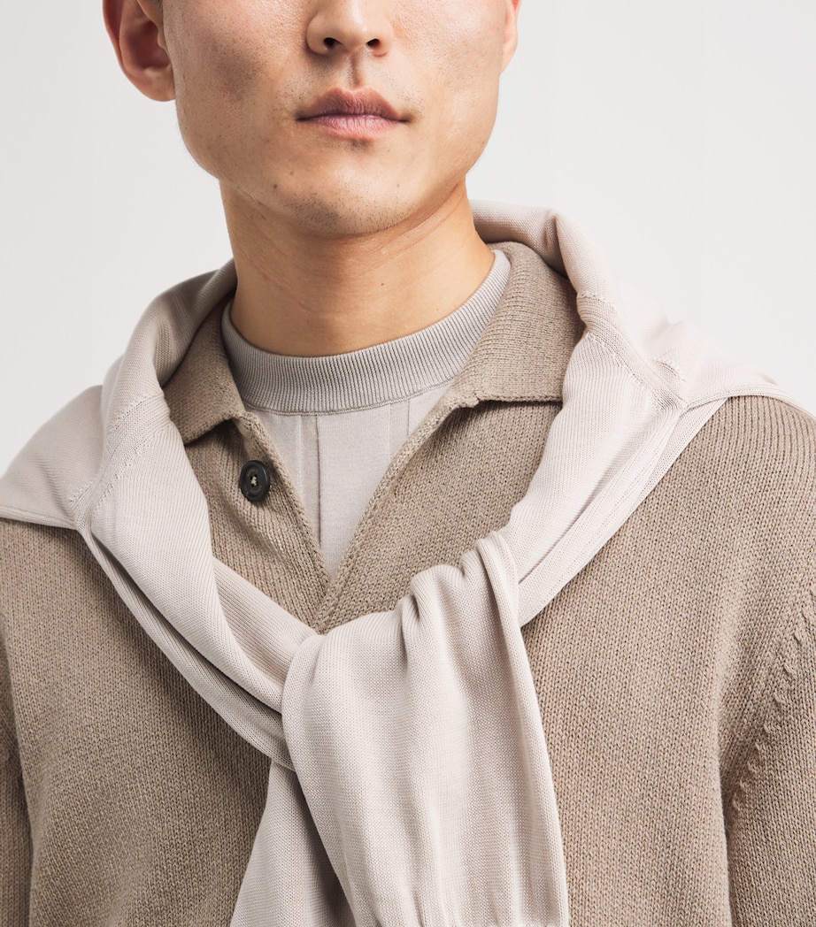 Eleventy Mens Cotton-Silk Cardigan Tortora Image 3