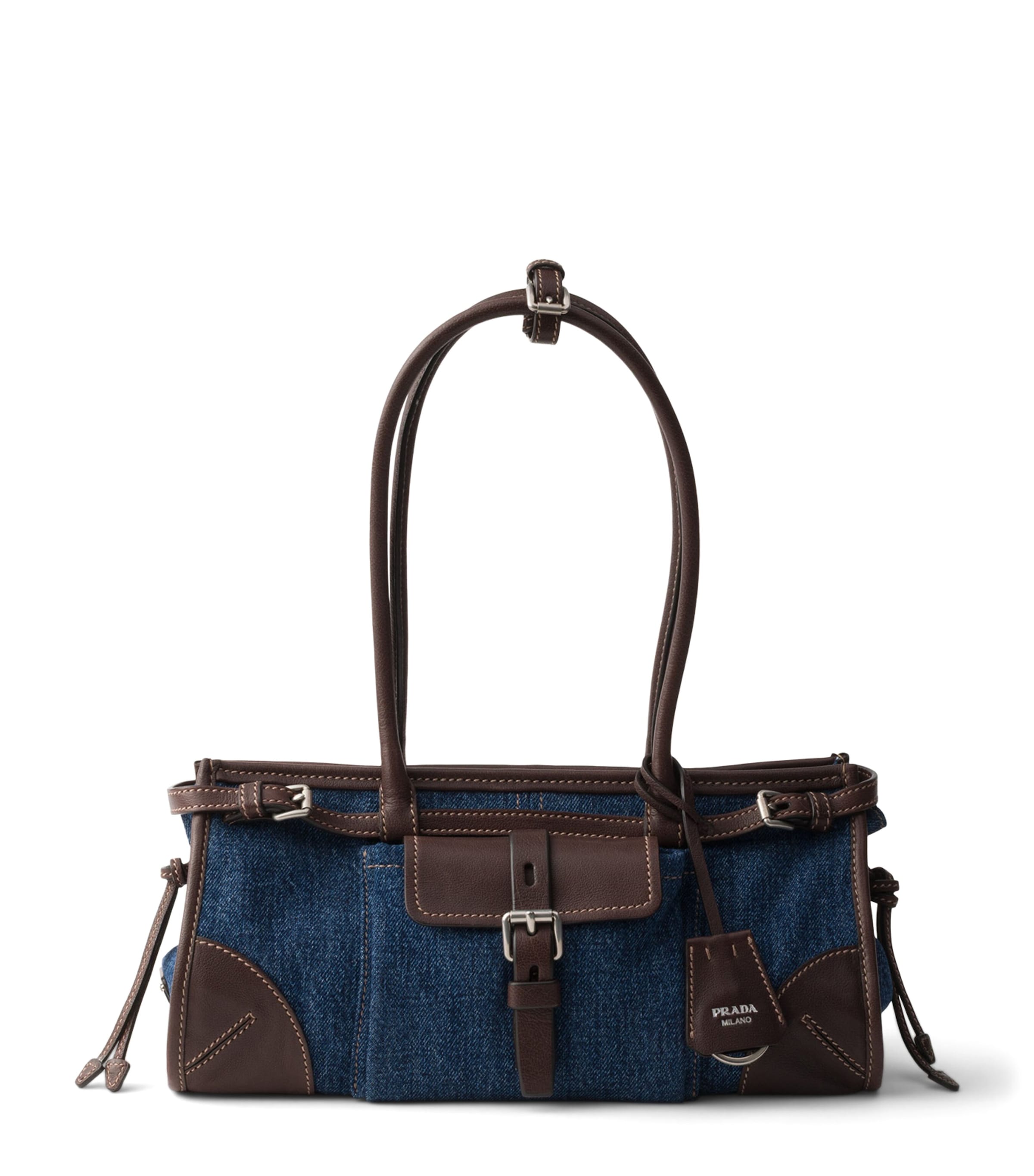 Prada Medium Denim Bonnie Shoulder Bag Blue Image 1