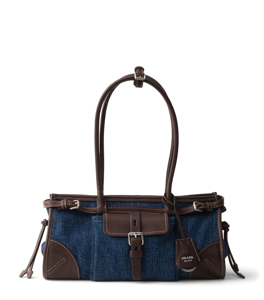 Prada Medium Denim Bonnie Shoulder Bag Blue Image 1