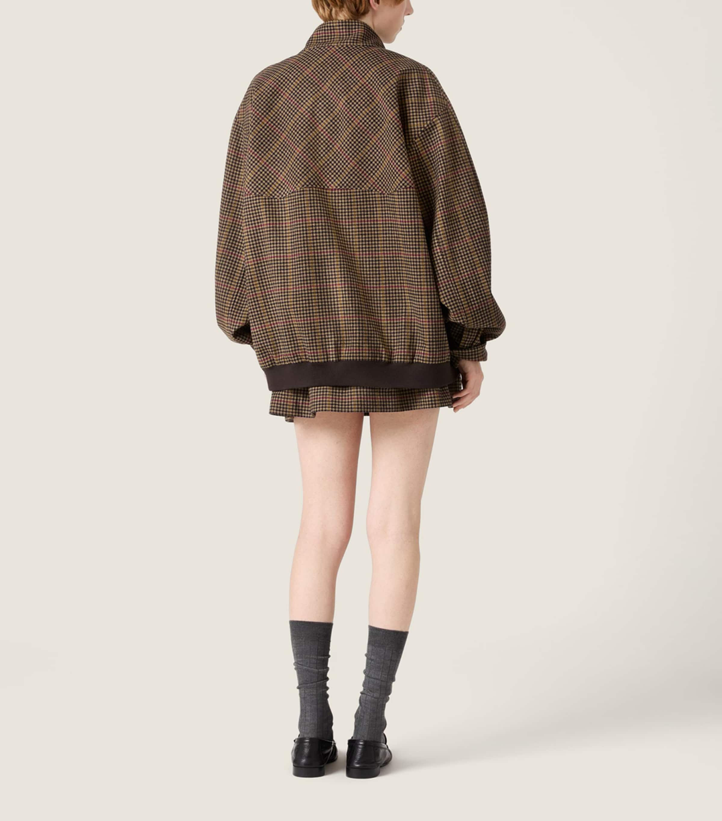 Miu Miu Womens Wool Houndstooth Drawstring Mini Skirt Image 3