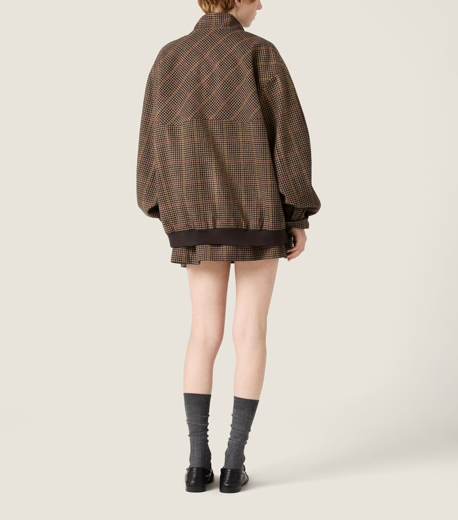 Miu Miu Womens Wool Houndstooth Drawstring Mini Skirt Image 3