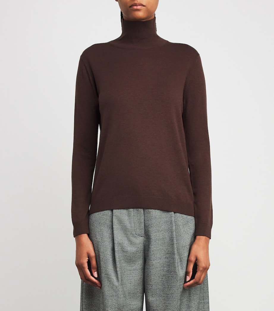 Silk-Wool Rollneck Sweater CHOCOLATE Image 3