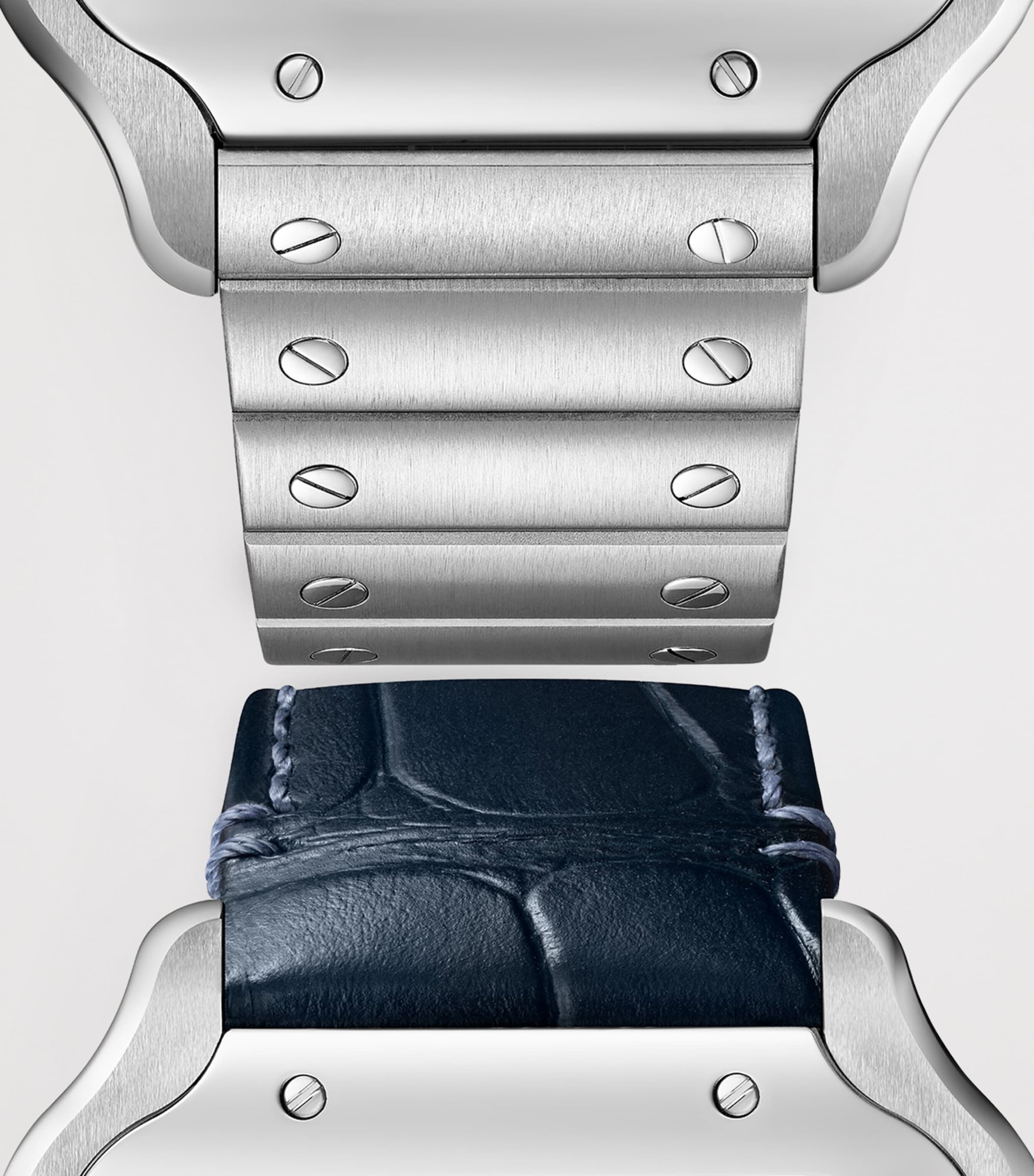 Large Steel Santos de Cartier Watch 39.8mm BLUE Image 5