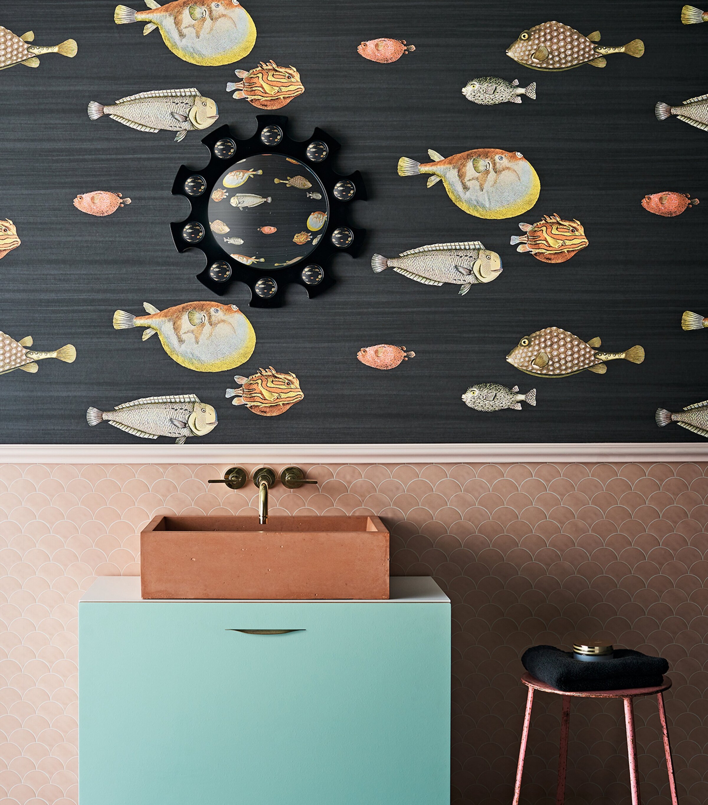 Cole & Son x Fornasetti Acquario Wallpaper Roll Charcoal Image 2