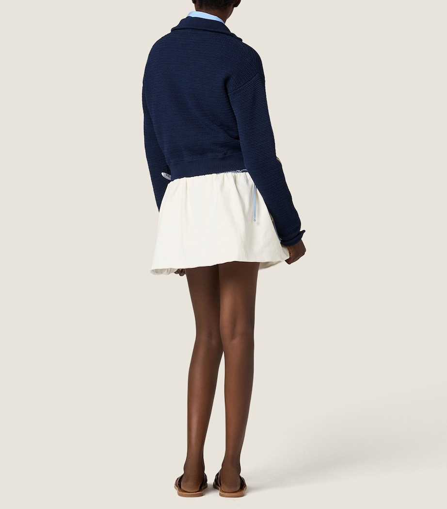 Miu Miu Womens Crochet Zip-Up Cardigan Blue Image 3