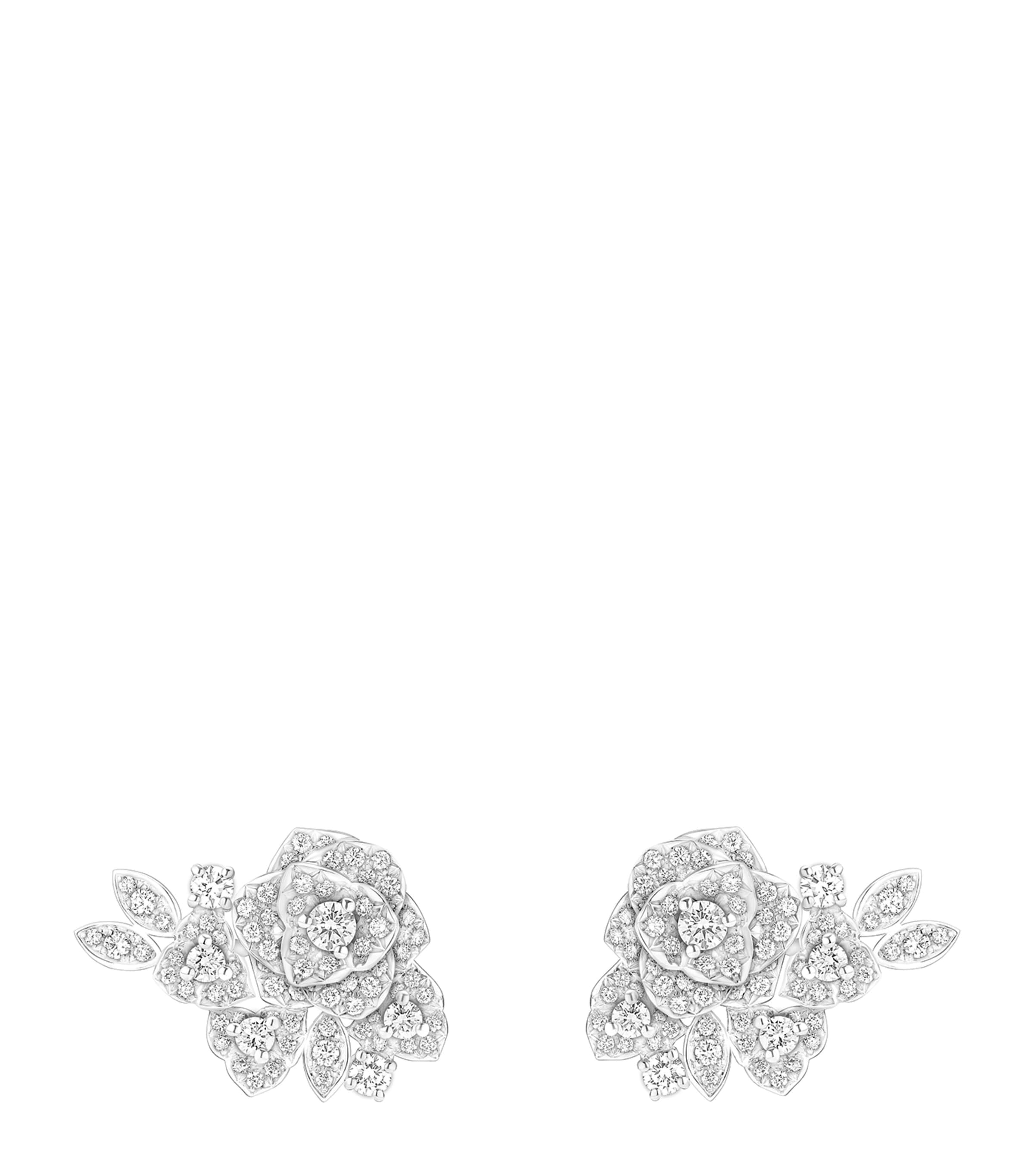Piaget White Gold And Diamond Rose Earrings In Grey