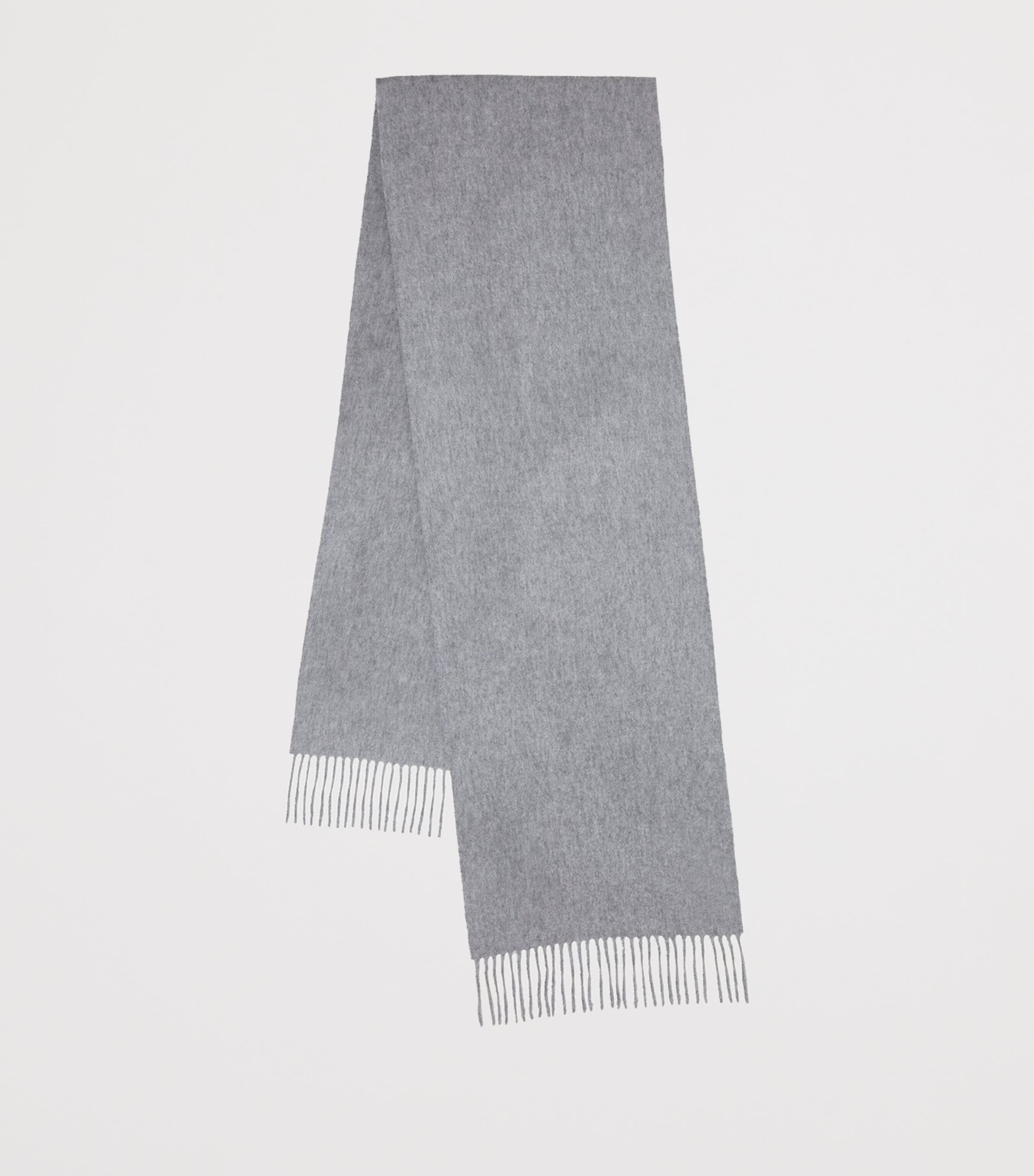 Mulberry Cashmere Fringed Scarf Light Grey Melange Image 2