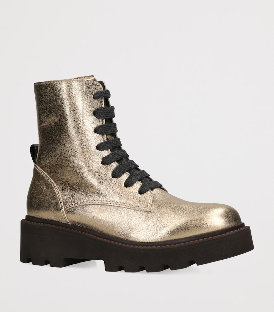 Leather Metallic Ankle Boots GOLD Image 3