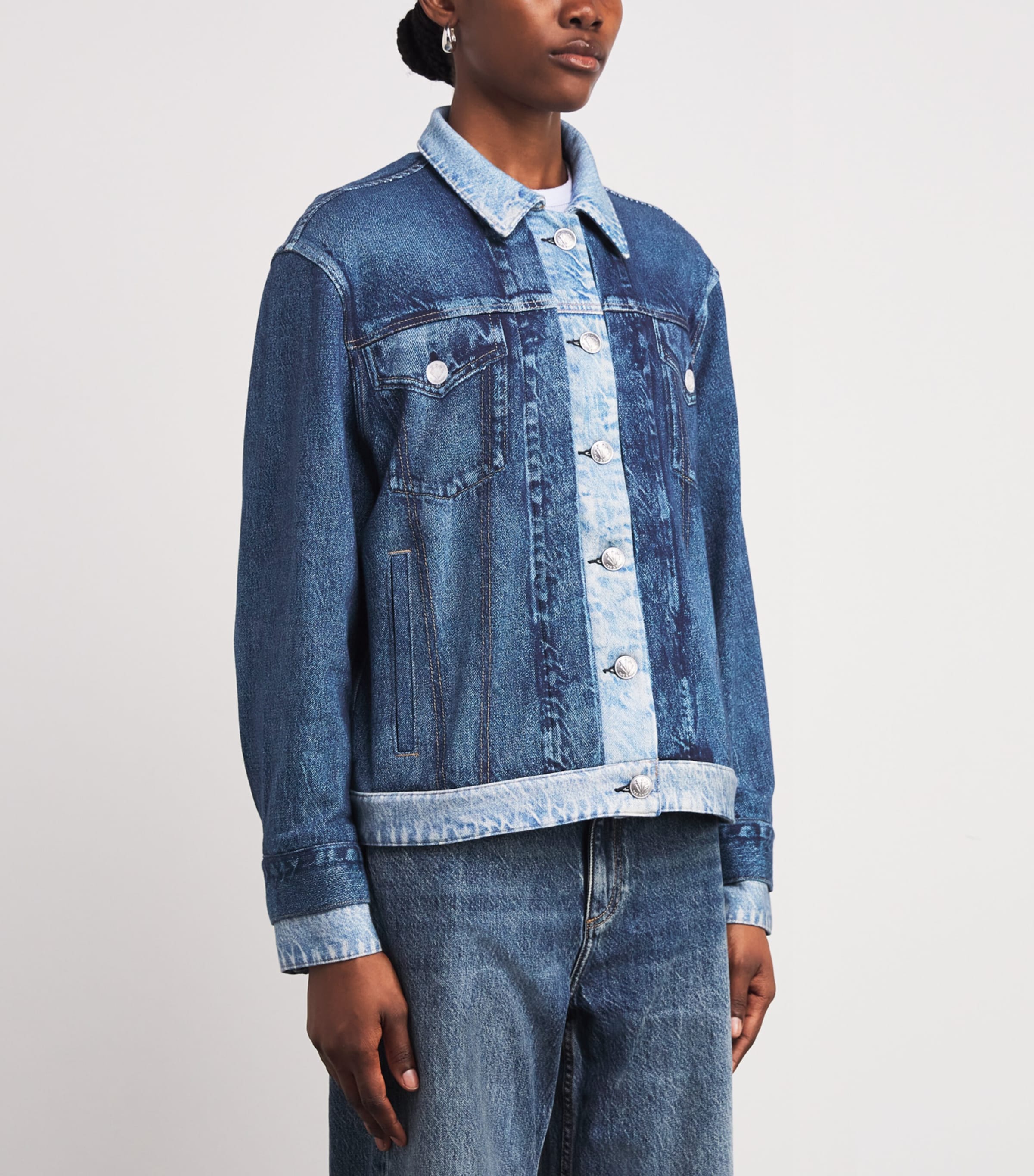 Contrast-Trim Miramar Denim Jacket DBLIN Image 3