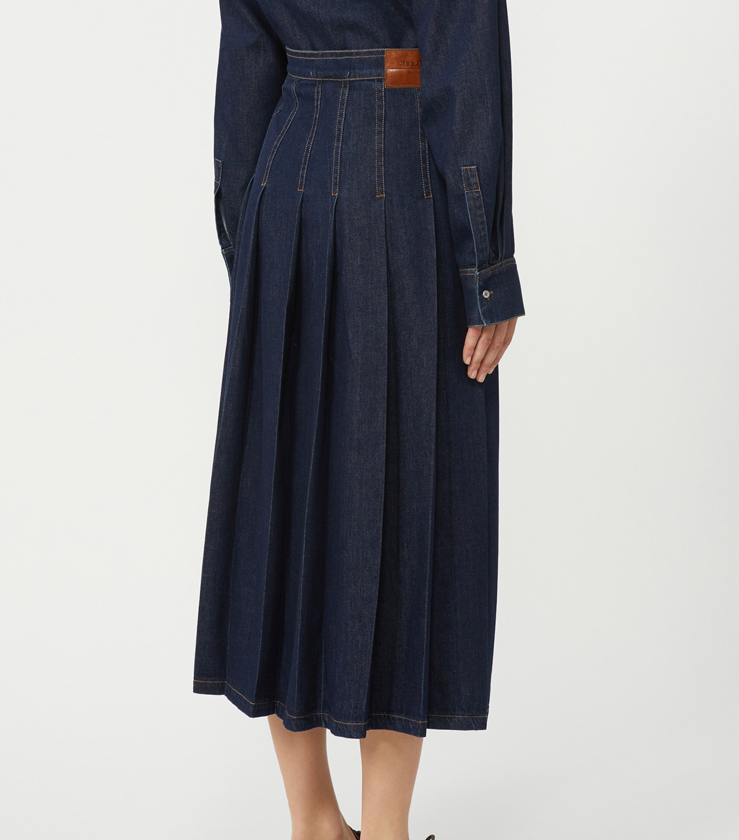 Weekend Max Mara Womens Denim Pleated Midi Skirt Navy Image 4