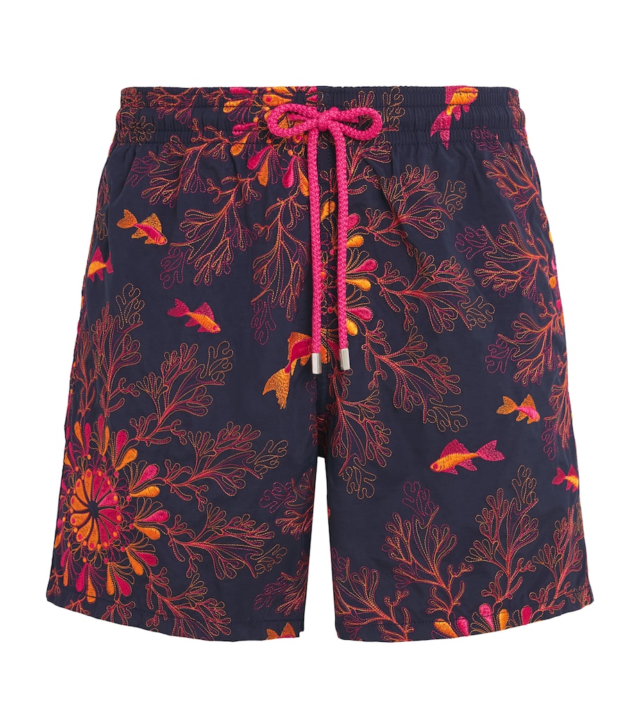 Vilebrequin Mens Embroidered Coral Swim Shorts Bleu Marine Image 1