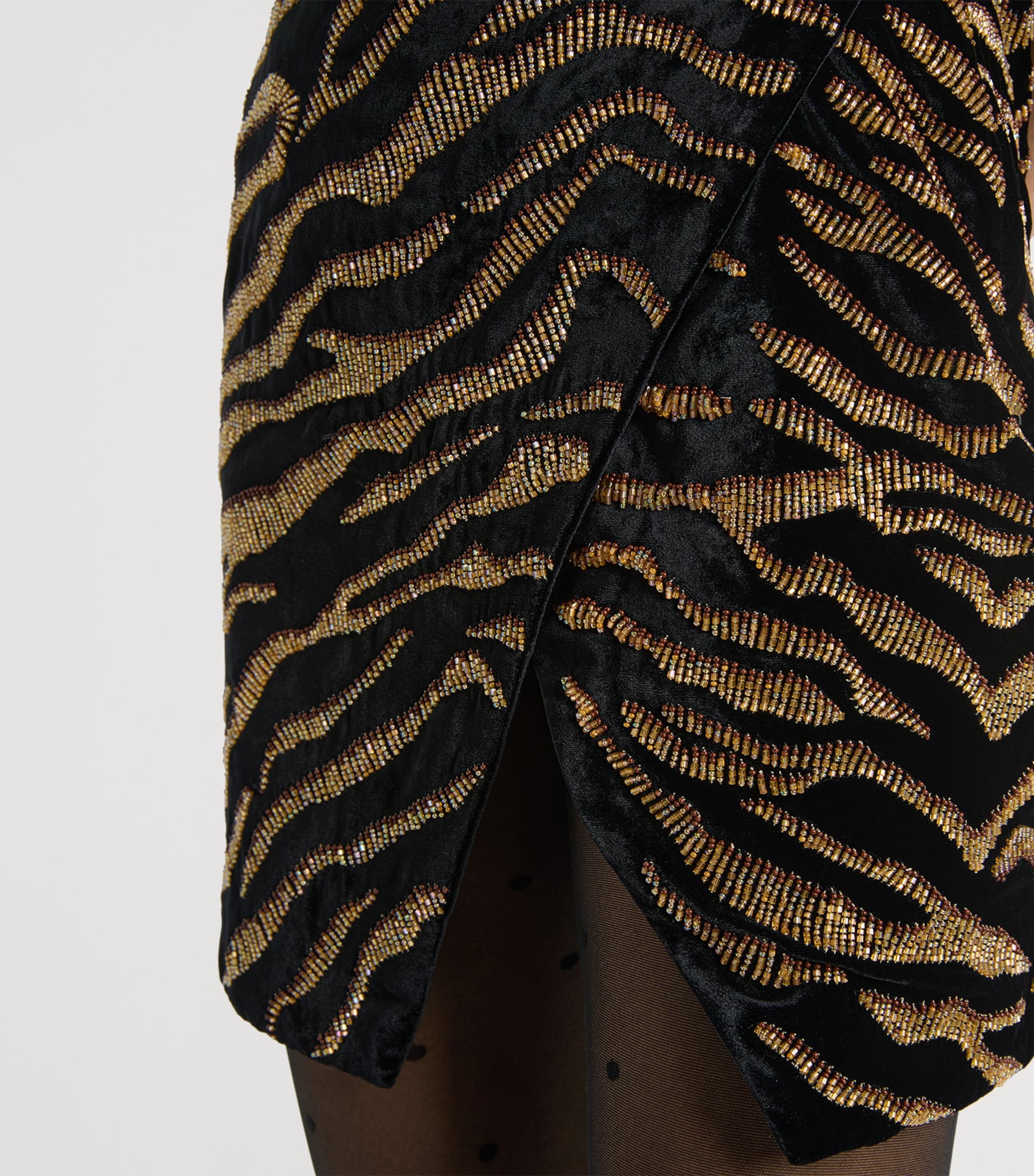 Balmain Womens Velvet Embroidered Mini Dress Edb Noir Jaune Image 7