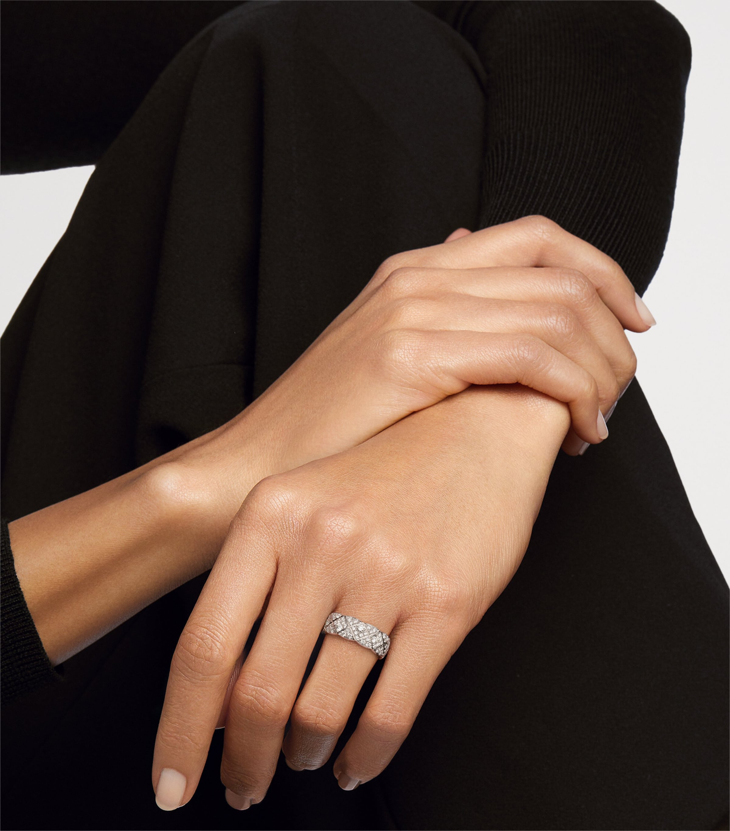 CHANEL White Gold and Diamond Coco Crush Ring White Image 2