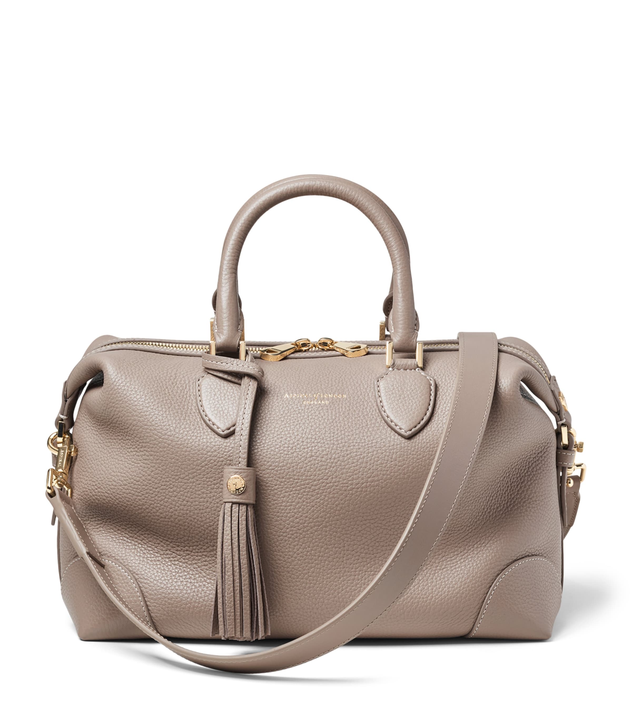 Aspinal Of London Leather Midi The Hudson Bowling Bag Moleskin Image 1