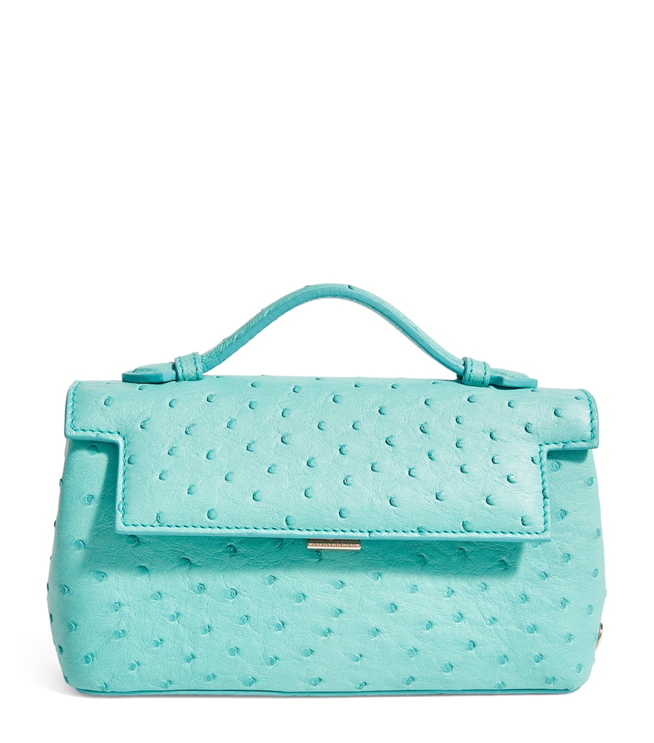 Ostrich Leather Top-Handle Bag TIFF BLUE Image 1