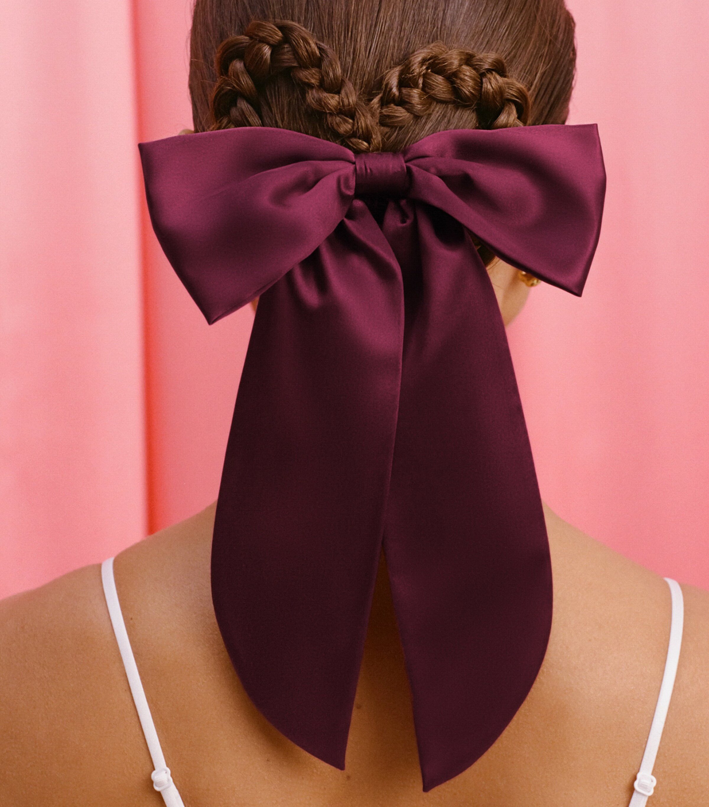 Slip Mulberry Silk Hair Bow Crimson Image 3