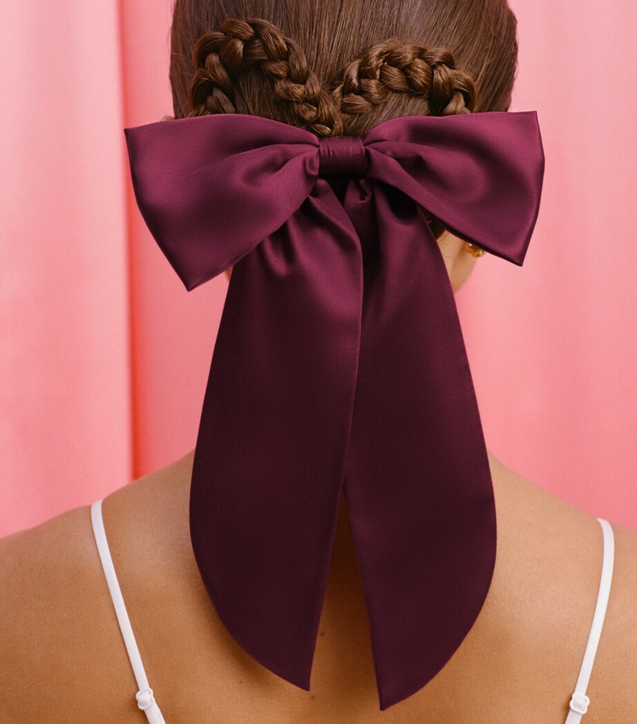 Slip Mulberry Silk Hair Bow Crimson Image 3