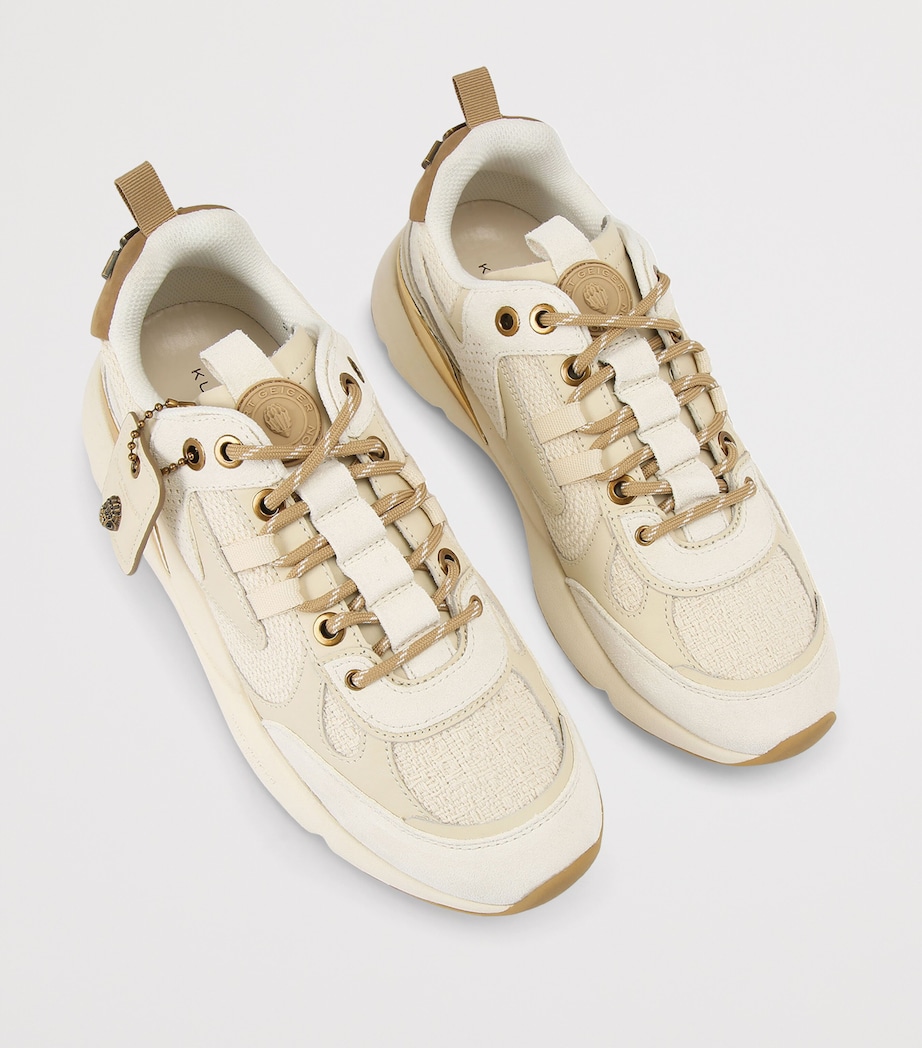 Kurt Geiger London Suede-Trim Runner Low-Top Sneakers Cream Comb Image 4