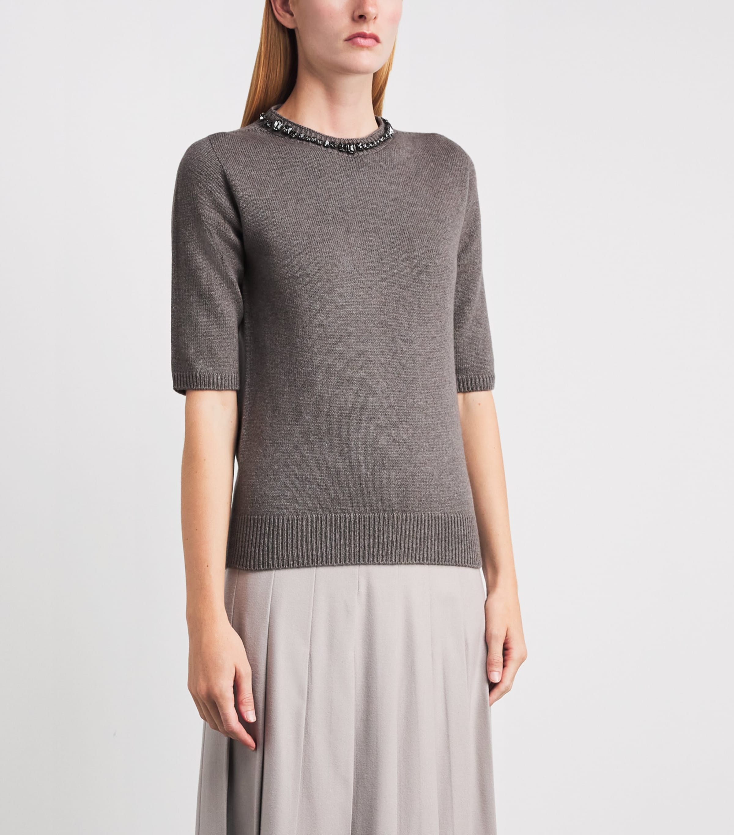Fabiana Filippi Womens Virgin Wool-Silk-Cashmere Embellished Sweater Falco Image 4