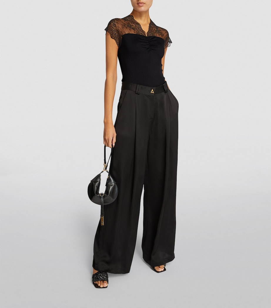 Lace-Trim T-Shirt BLACK Image 2