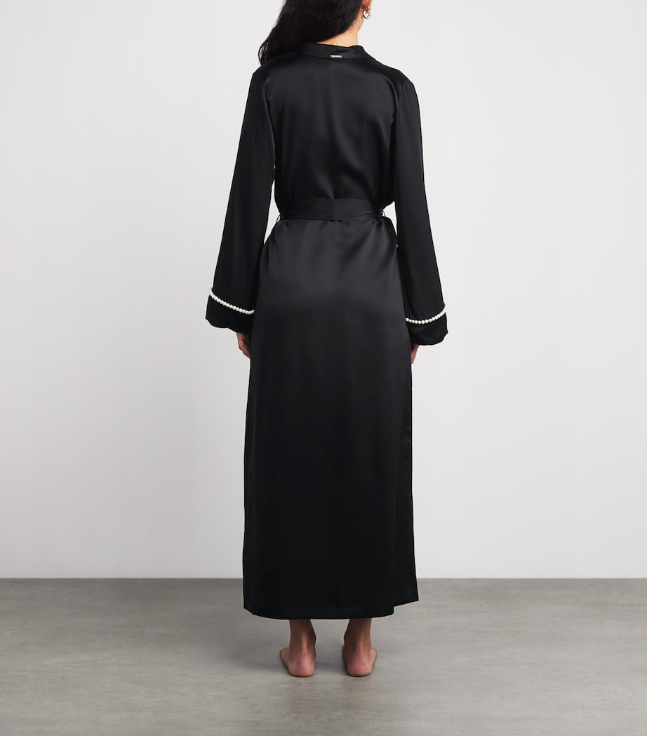 Silk Girl Loves Pearl Long Robe NOIR Image 4