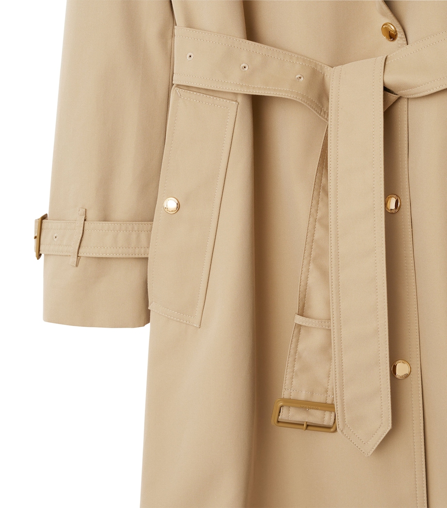 Cotton Check-Collar Trench Coat HONEY Image 6