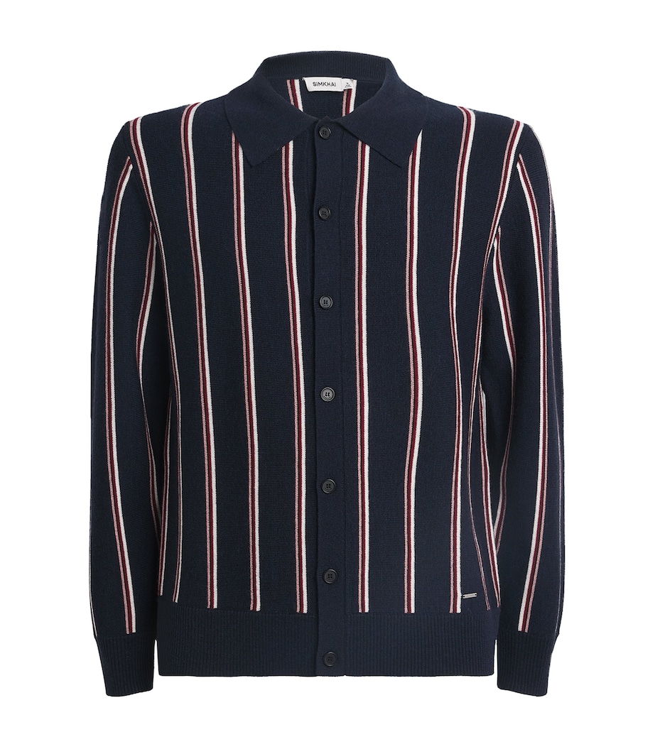 Cotton-Cashmere Stripe Cardigan MIDNIGHT MULTI Image 1