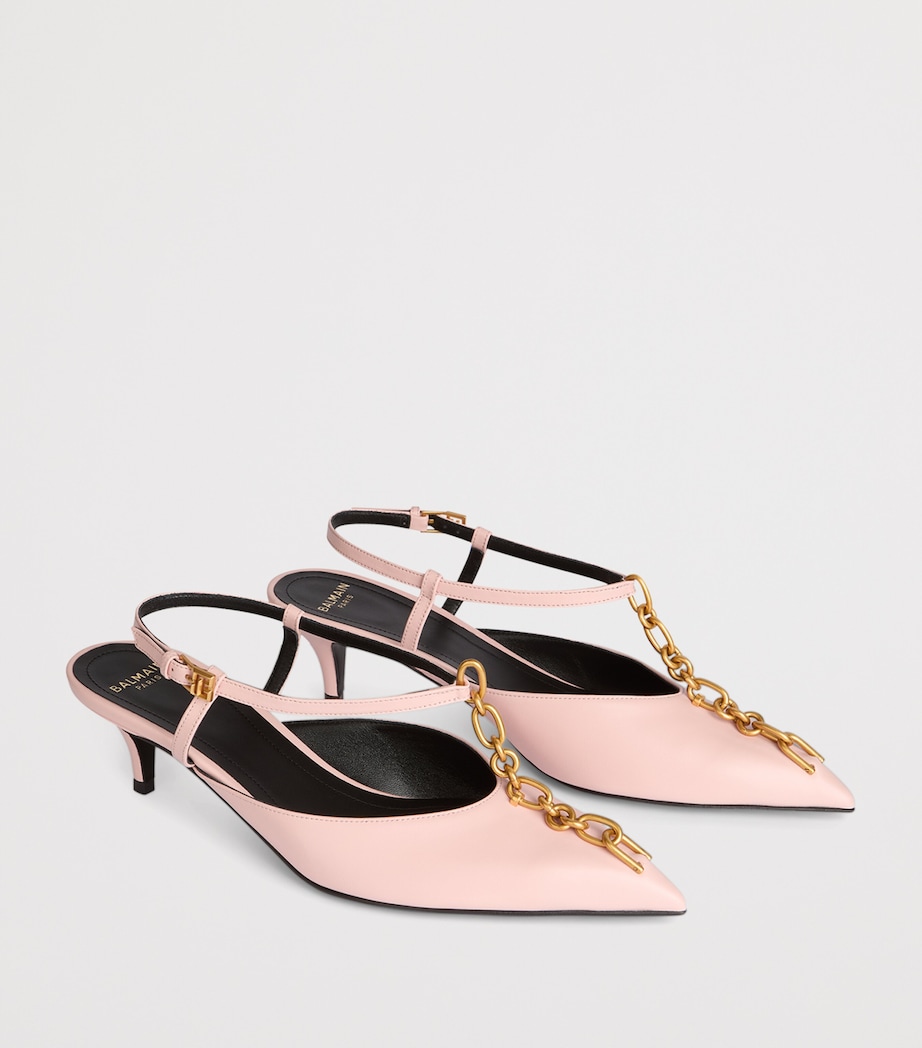 Balmain Calfskin Sync Slingback Heels 45 Rose Pale Image 3