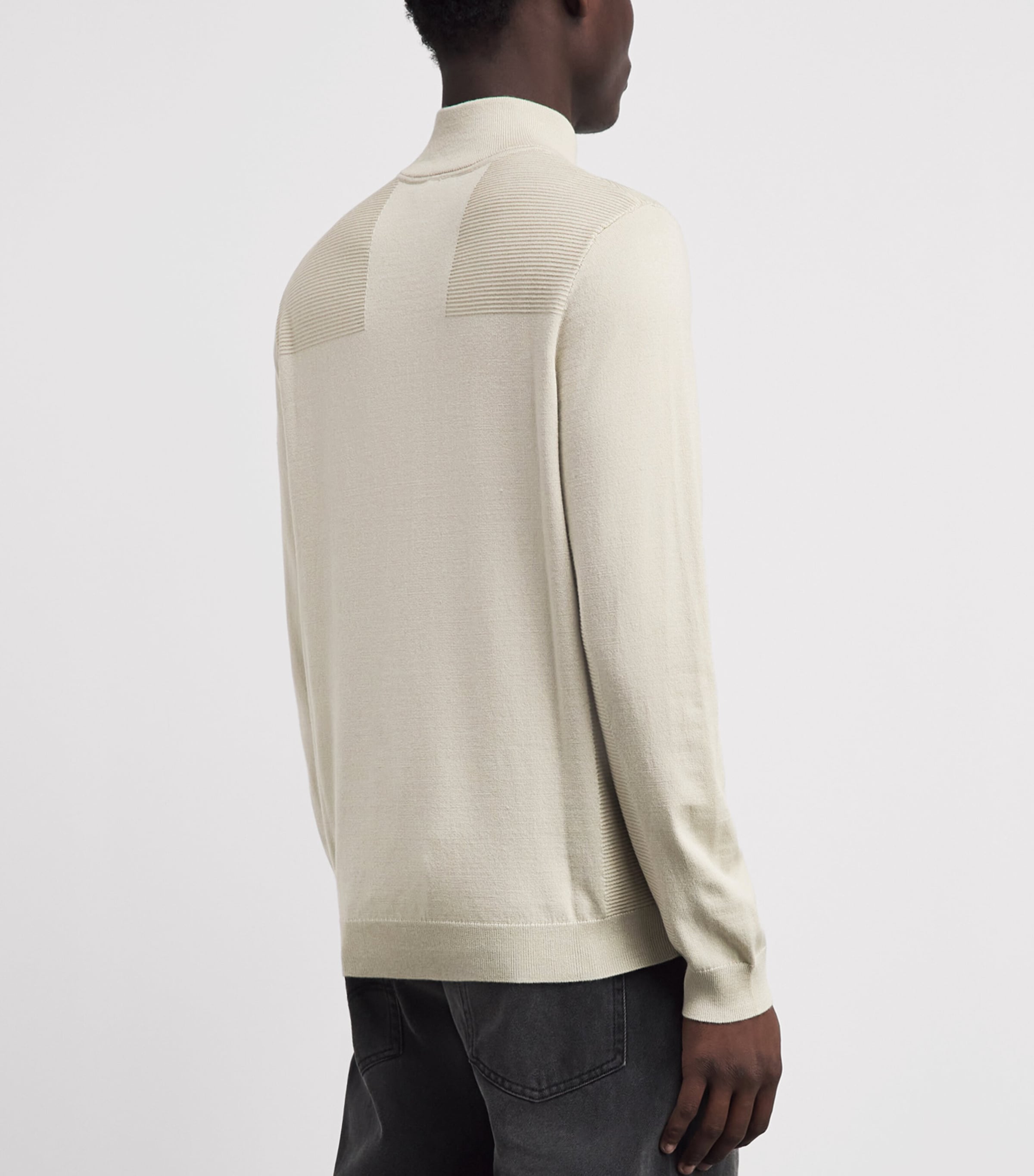BOSS Mens Ribbed Logo Quarter-Zip Sweater Light Image 5