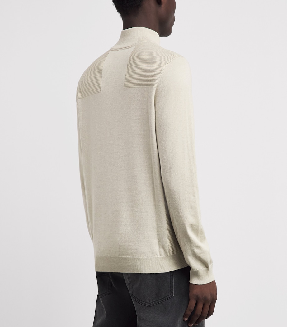 BOSS Mens Ribbed Logo Quarter-Zip Sweater Light Image 5