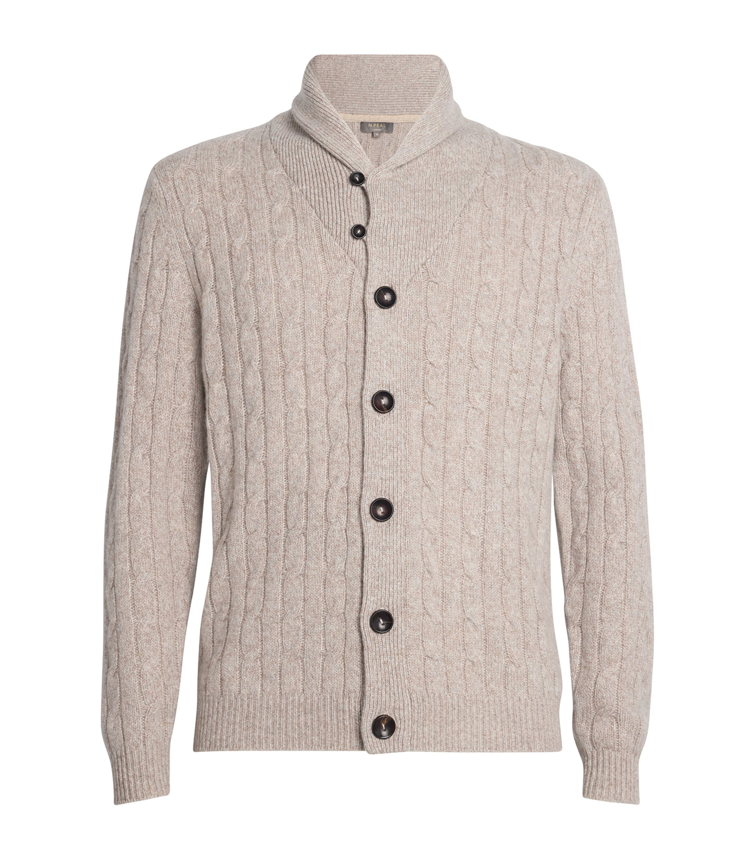 N.Peal Mens Cashmere Garrick Shawl-Collar Cardigan Bbh Basillica Beige Image 1