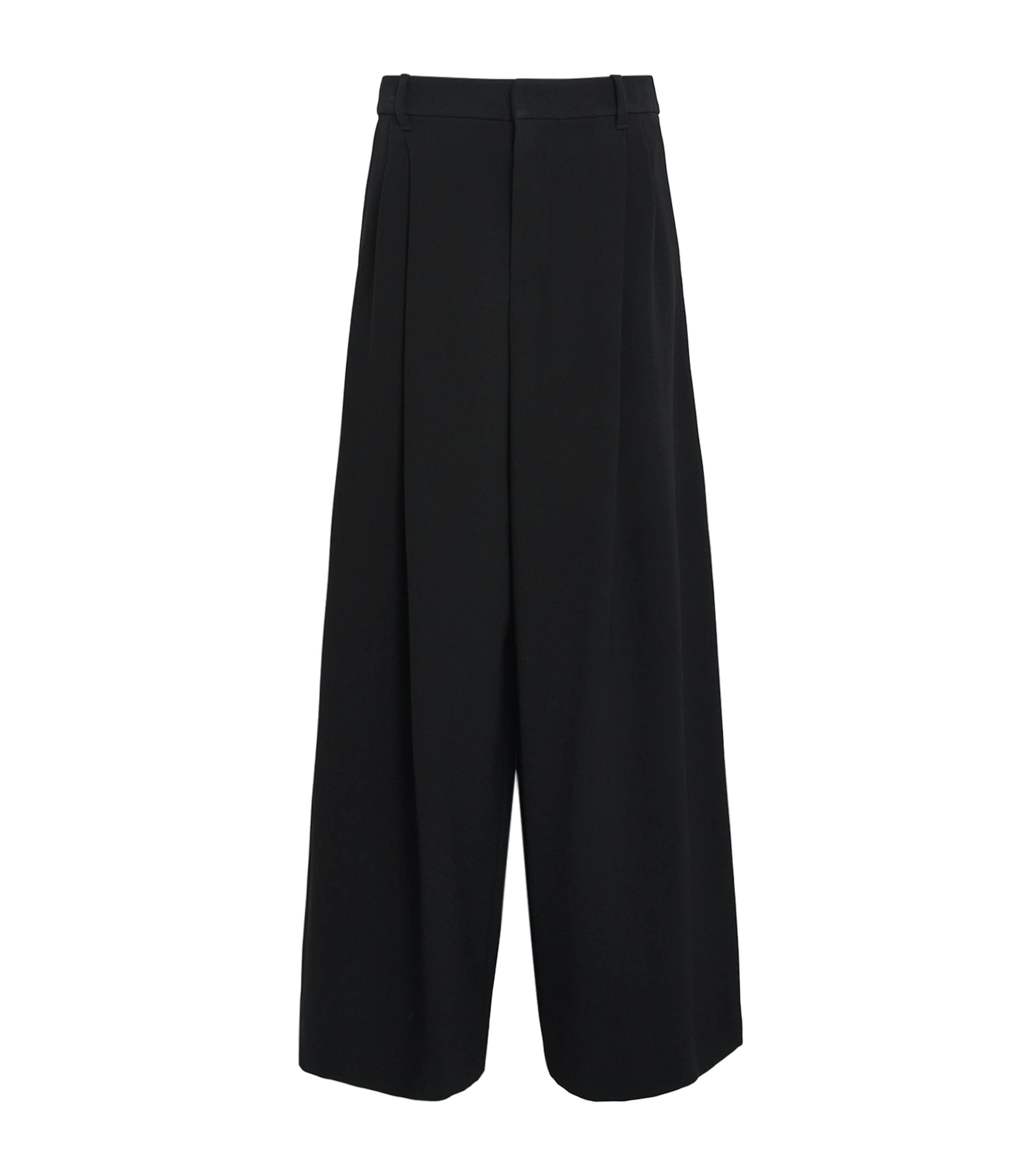 Max Mara Double-pleat Wide-leg Trousers In Black