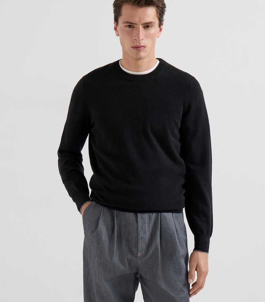 Brunello Cucinelli Mens Cashmere Crew-Neck Sweater Image 2