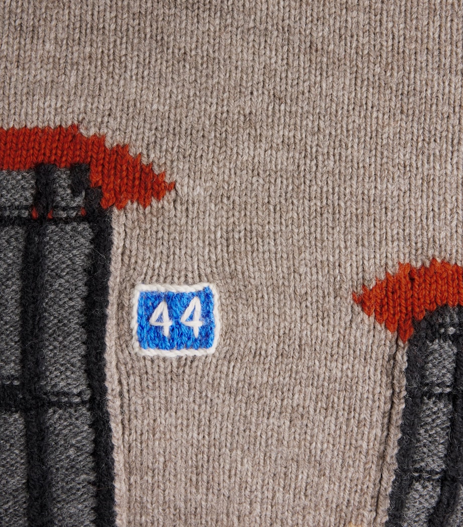 Wool Jacquard House Polo Sweater BEIGE MELANGE 133 Image 5