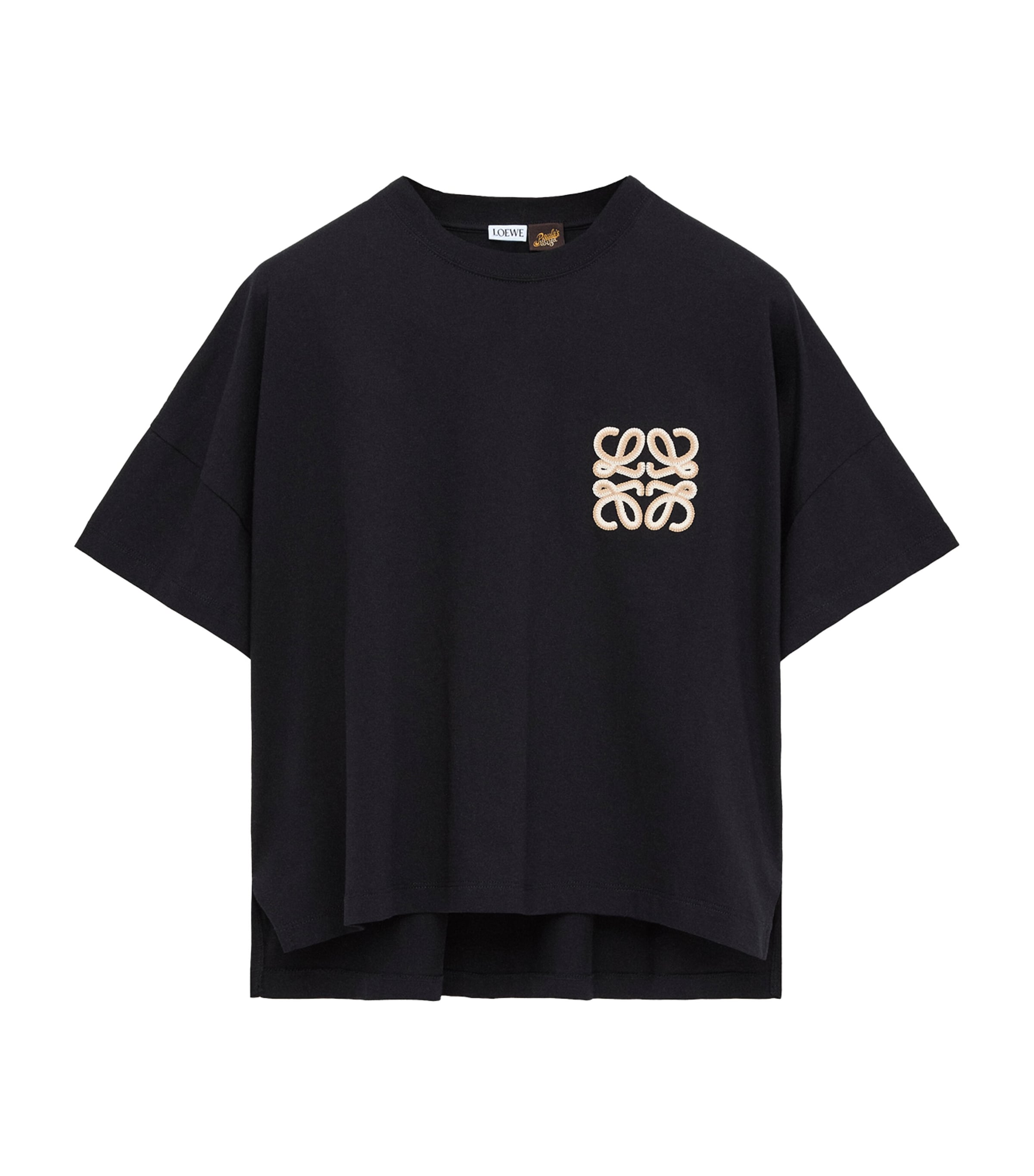 LOEWE Womens x Paula’s Ibiza Stretch-Cotton Anagram T-shirt Black Image 1